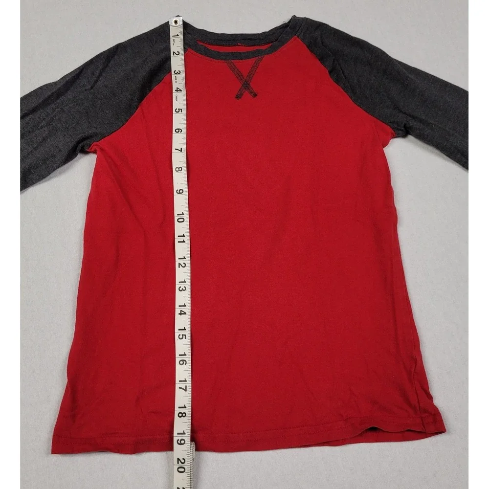 Jumping Beans Boys Long Sleeve Essential Baseball Tee Red Charcoal Size 8